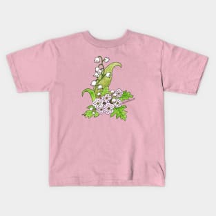 May Birth Flower - Lilly of the Valley and Hawthorn Kids T-Shirt